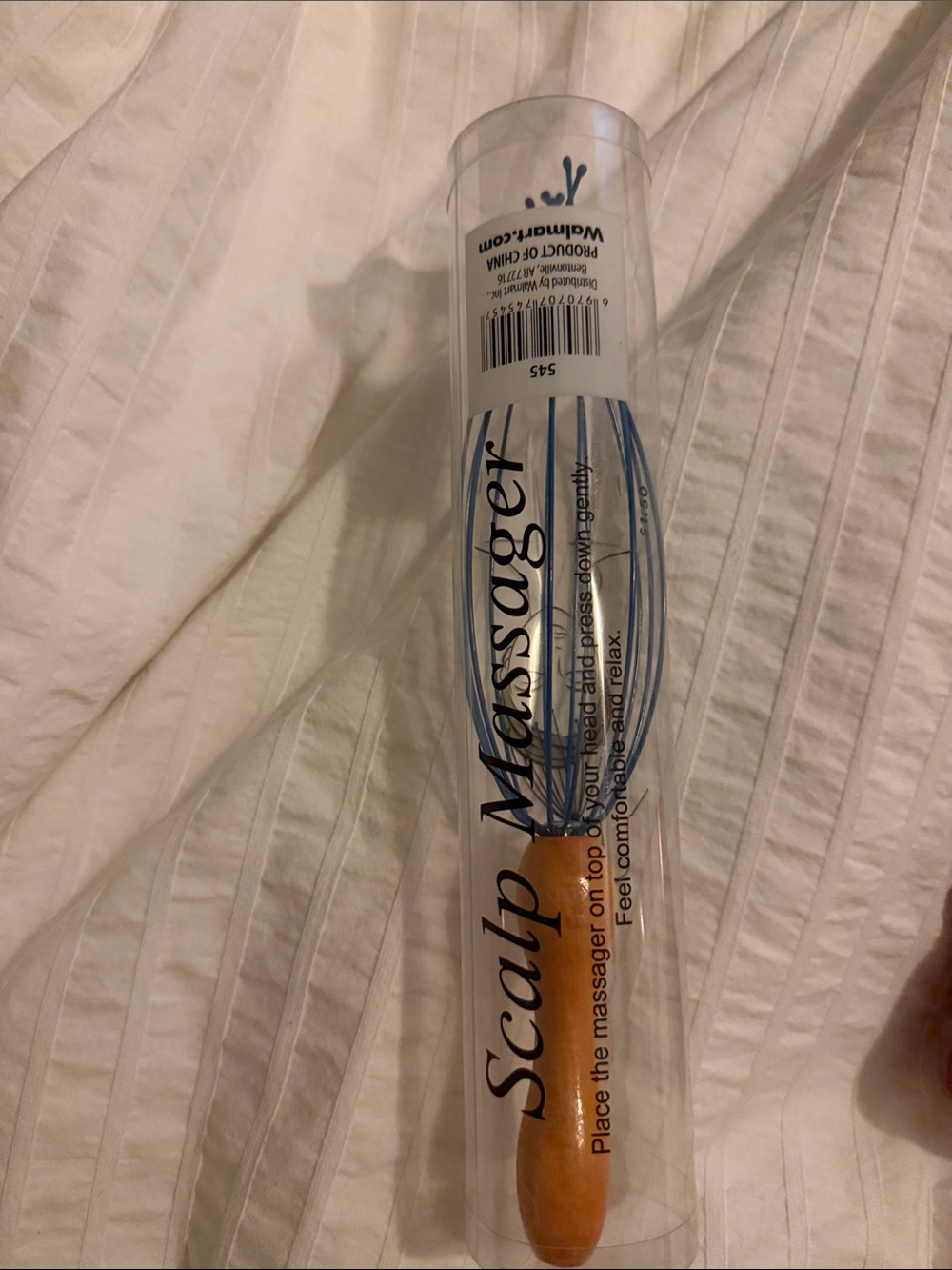 Scalp Massager - Wooden Handle Head Massager (Blue & Natural)